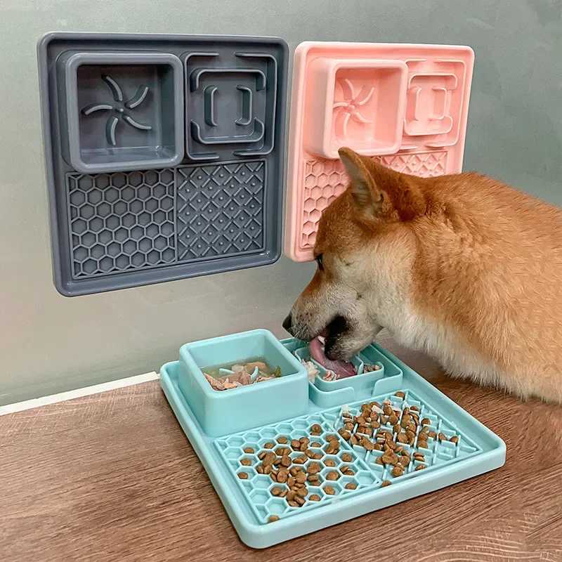 Cat Slow Feeding Mat Dog Lick Mats Pet Dinner Plate Food Grade Silicone Cat and Dog Tableware Sucker Type Slow Food Bowl