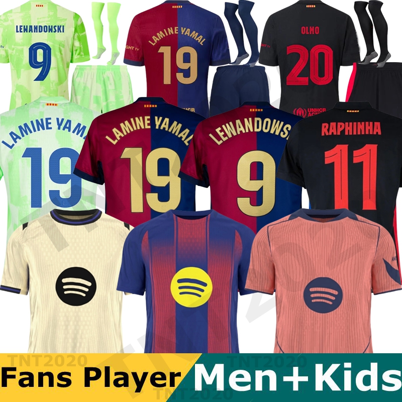 25 26 LAMINE YAMAL PEDRI GAVI Soccer Jersey LEWANDOWSKI RAPHINHA Camiseta De Football Shirt AUBA JOAO F. DE JONG 2025 2026 ANSU FATI OLMO Football Jersey Men Kids