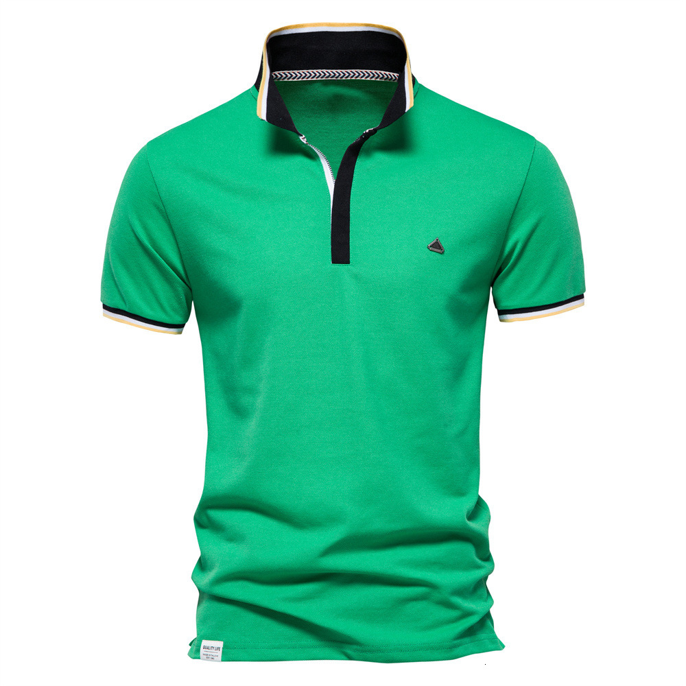 polo Men's short sleeved 2025 spring/summer new lapel metal decoration fashionable men's t shirt