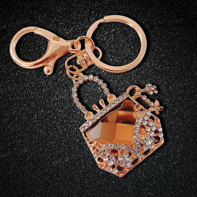 Sophisticated Lady's Metal Keychain Ring: Sparkling Diamond Pendant Ideal for Bags & Vehicles