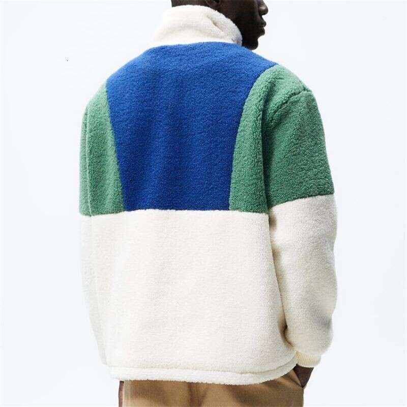New Fashionable Street Hip-Hop Contrasting Pocket Stand Up Collar Small Particle Lamb Wool Jacket