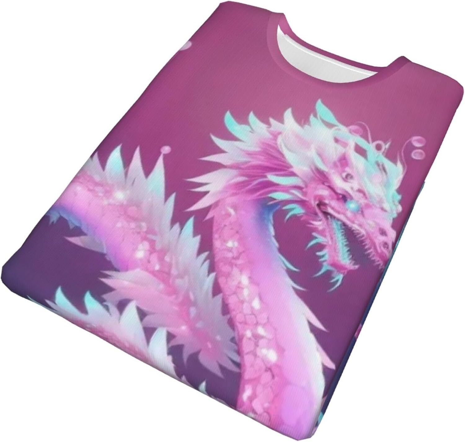 Mens T shirt Pink Dragon Pattern Men's Women's T-Shirt Fantasy Crystal Dragon 3D Printed Novelty Short Sleeve Unisex Fashion Tee tee Casual 