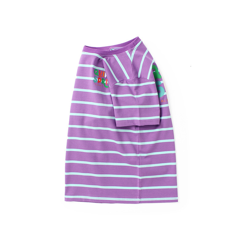 Ddmyshoesvip Summer Korean version clothing new children's T-shirt, women's treasure letter striped top, half girls' short sleeved shir