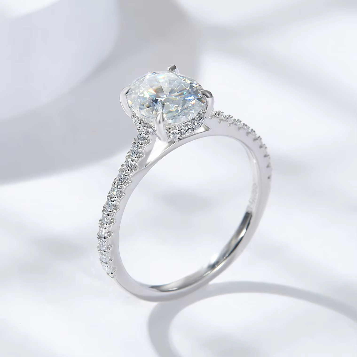 DE 7*9mm Oval Moissanite Women Ring 2ct Full Moissanite Wedding Rings 3CT 925 Silver Women Moissanite Rings