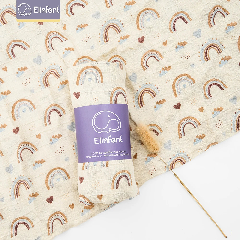 Infant 120x110cm Bamboo Cotton Baby Muslin Swaddle Blanket Cute Soft Print Towel Wrap 250304