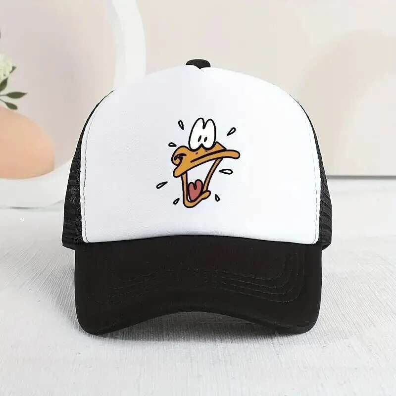 1pc Girl's Sunshade Breathable Mesh Baseball Cap With Duck Mouth Design Pattern For Outdoor Sport