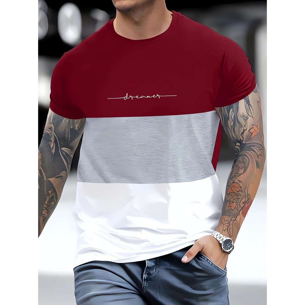 Hot sell European American men's clothing, youth sports, digital printing, 3D T-shirt, short sleeved, 2025 new casual and versatile fashion cloth