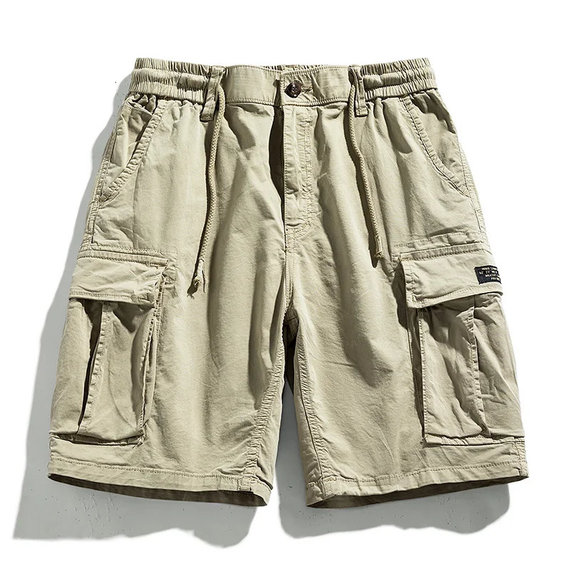 Summer Men Cargo Multi Pocket Shorts Men Casual Solid Elastic Waist Beach Short Spring Men Jogger Pants Shorts Male Drop 250310