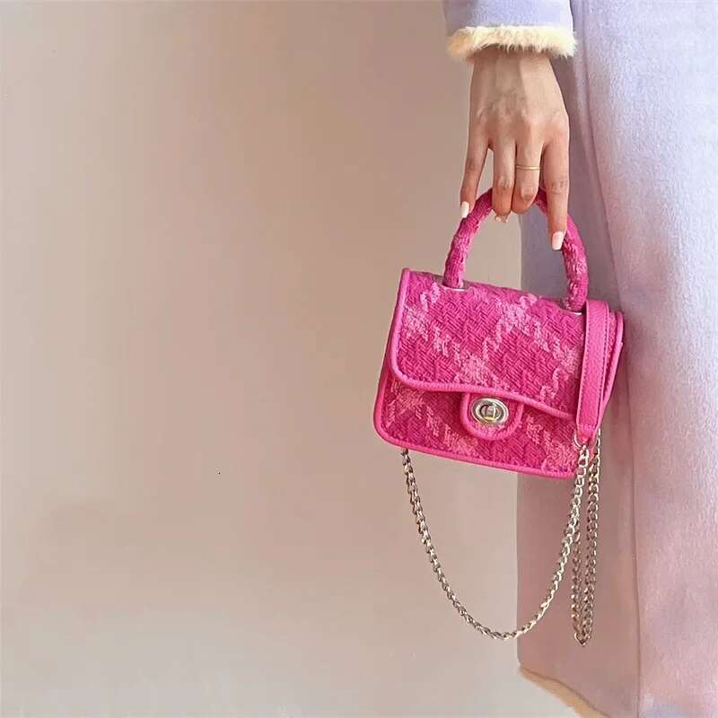 Rose Pink Women s Designer Personalized Mini Square Bag Fashionable Checkered Crossbody Bag Trendy Niche Women s Handbag Casual Wallet Party Storage B