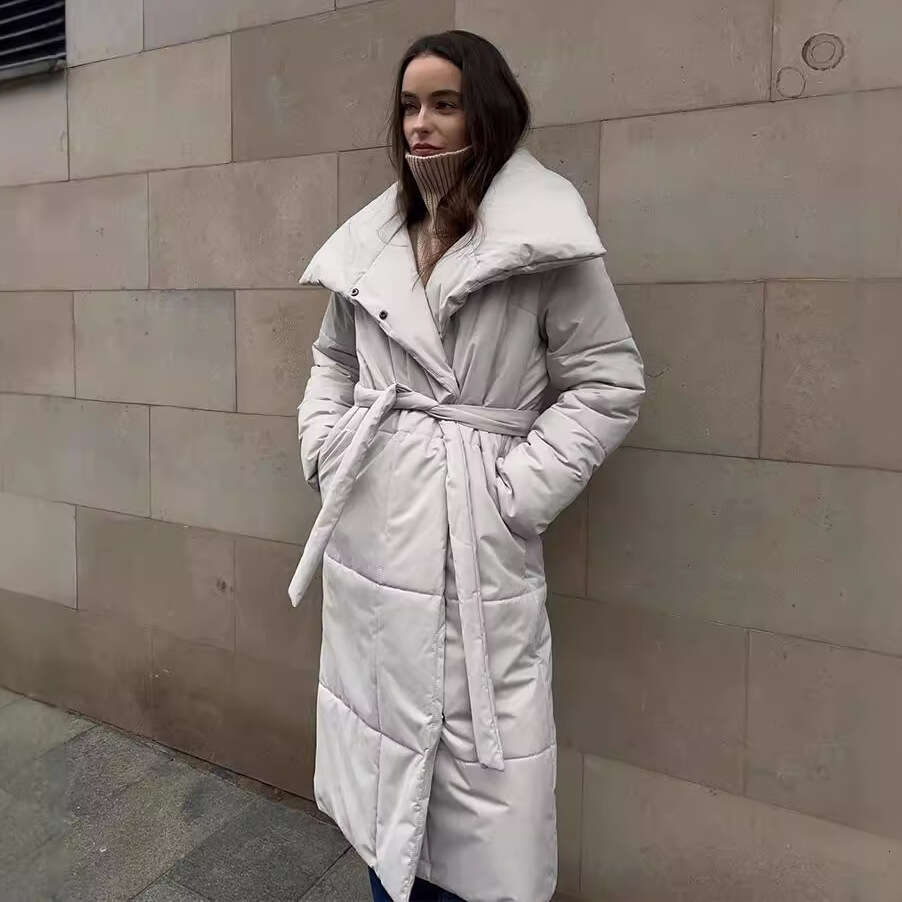 Long 2024 Winter New Loose Casual Warm Long Standing Collar Cotton Jacket