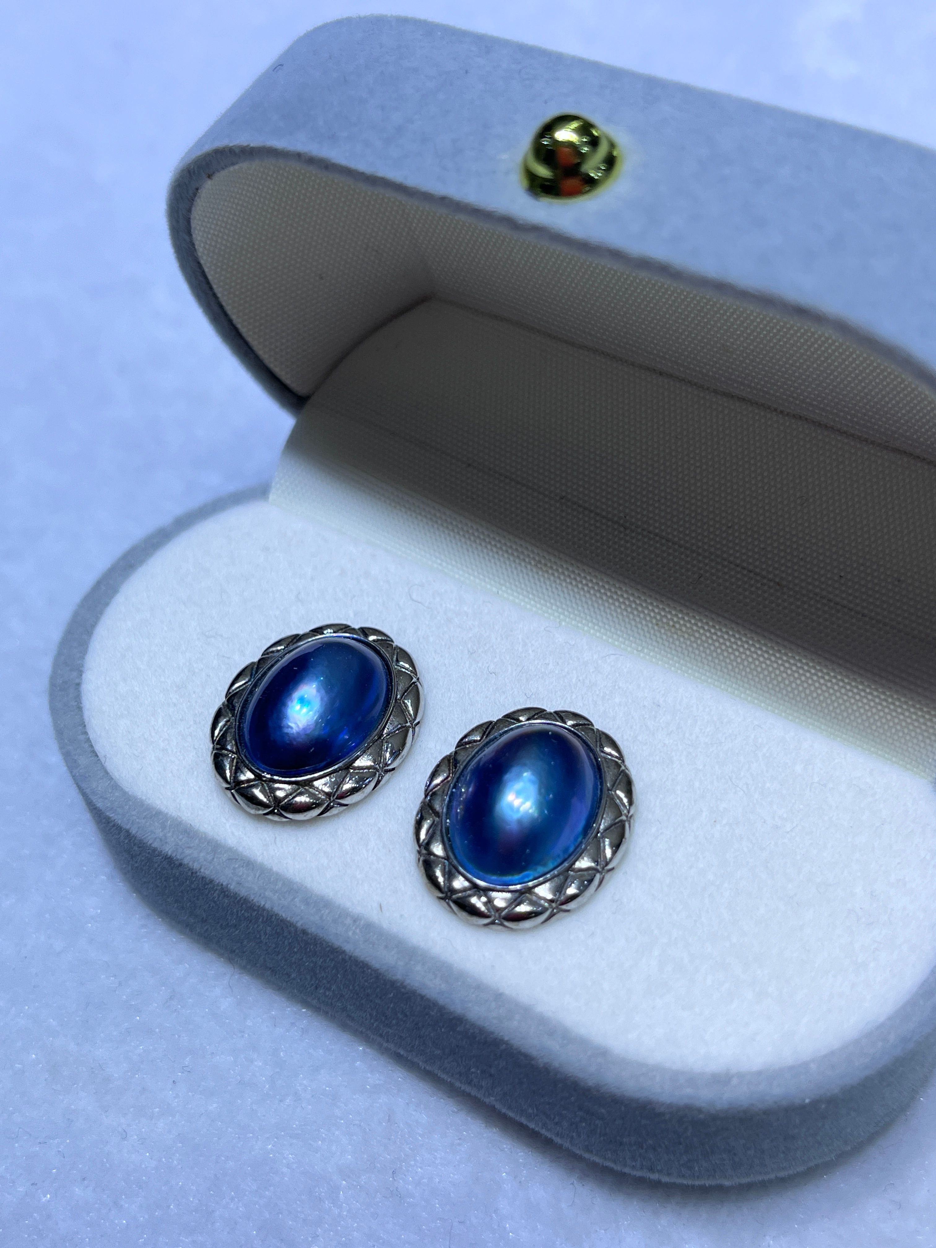 Elegant Boutique Jewelry - Natural Blue Crystal Square Sea Water Pearls Stud Earrings