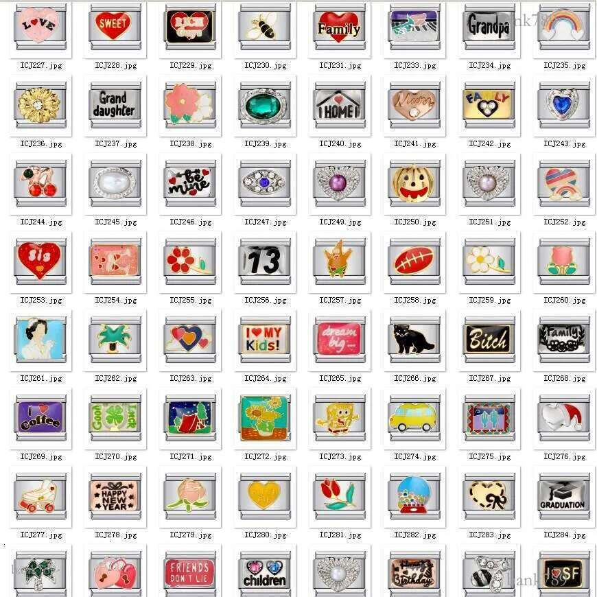 2024 New Titanium Welding Pattern Enamel Cartoon DIY Bead Bracelet Italian Charm Links Stainless Steel Fit 9Mm Jewelry Making G