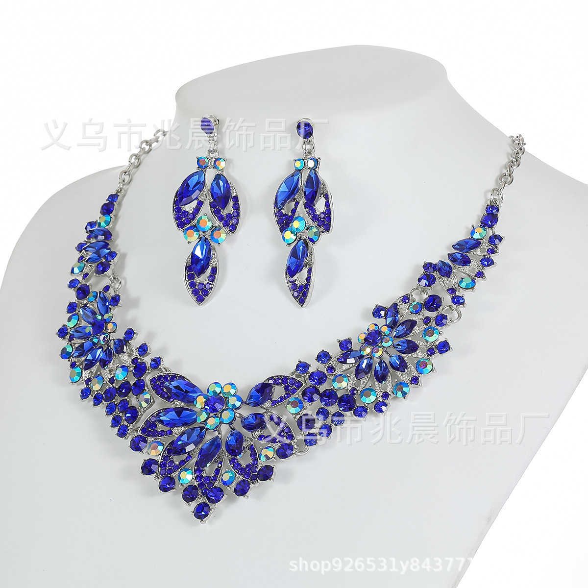 Necklace set womens 2-piece set leaves and flowers exaggerated luxury new bride wedding accessories W250312