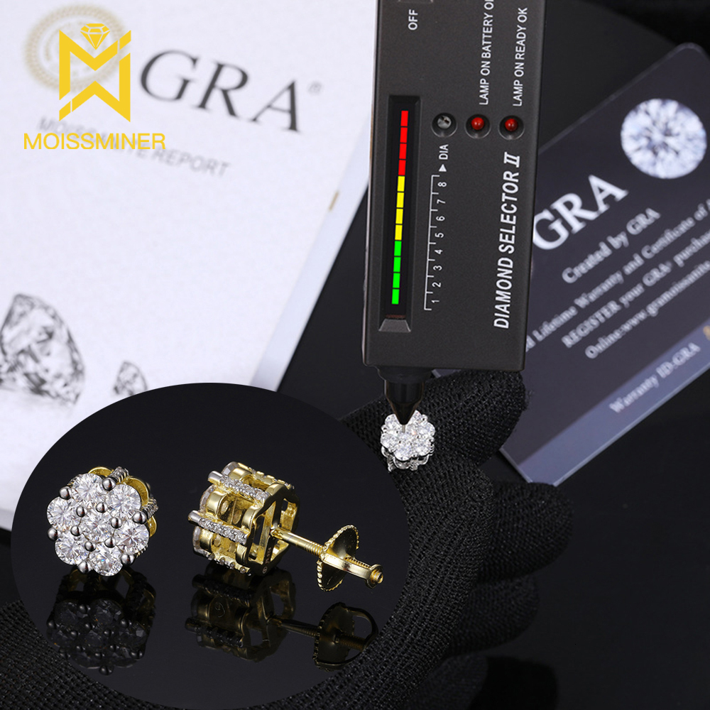 3.0mm Moissanite Earrings For Women S925 Silver Iced Out Ear Studs Pass Diamonds Tester Hip Hop Jewelry Free Shipping
