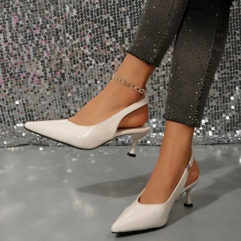 2025 New Pumps Footwear Hot Elegant Wen Heeled Fashion Buckle Strap Fem Pointed Toe Slingbacks Ladies High H New Shoes Z250311