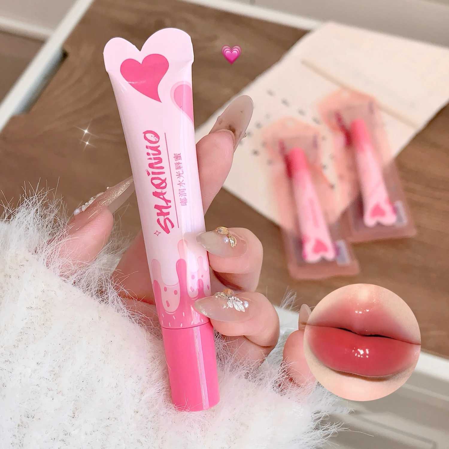 Peach Jelly Crystal lipstick Glossy Moisturizing Shining lipstick Oil lipstick Cosmetics Waterlight Liquid lipstick Coloring Makeup W250312