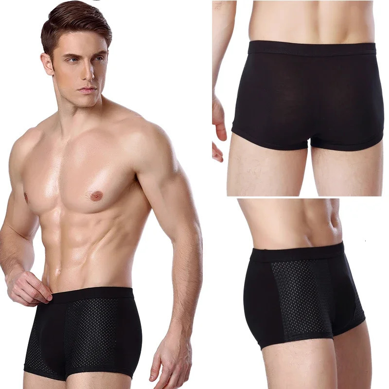 4pcs/lot Bamboo Fiber Mens Boxer Pantie Underpant plus size XXXXL large size shorts breathable underwear 5XL 6XL 7XL 8XL 250311
