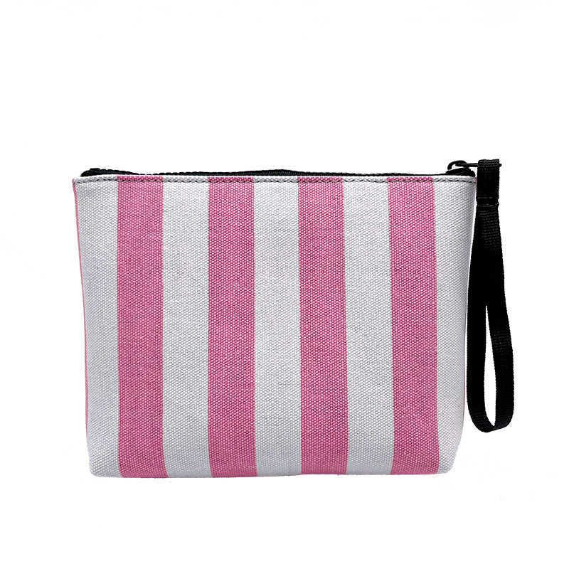 Saint Barth Autumn/winter Handbag Female Clutch Bag Vertical Pattern Pink Canvas Diving Handbag 250315