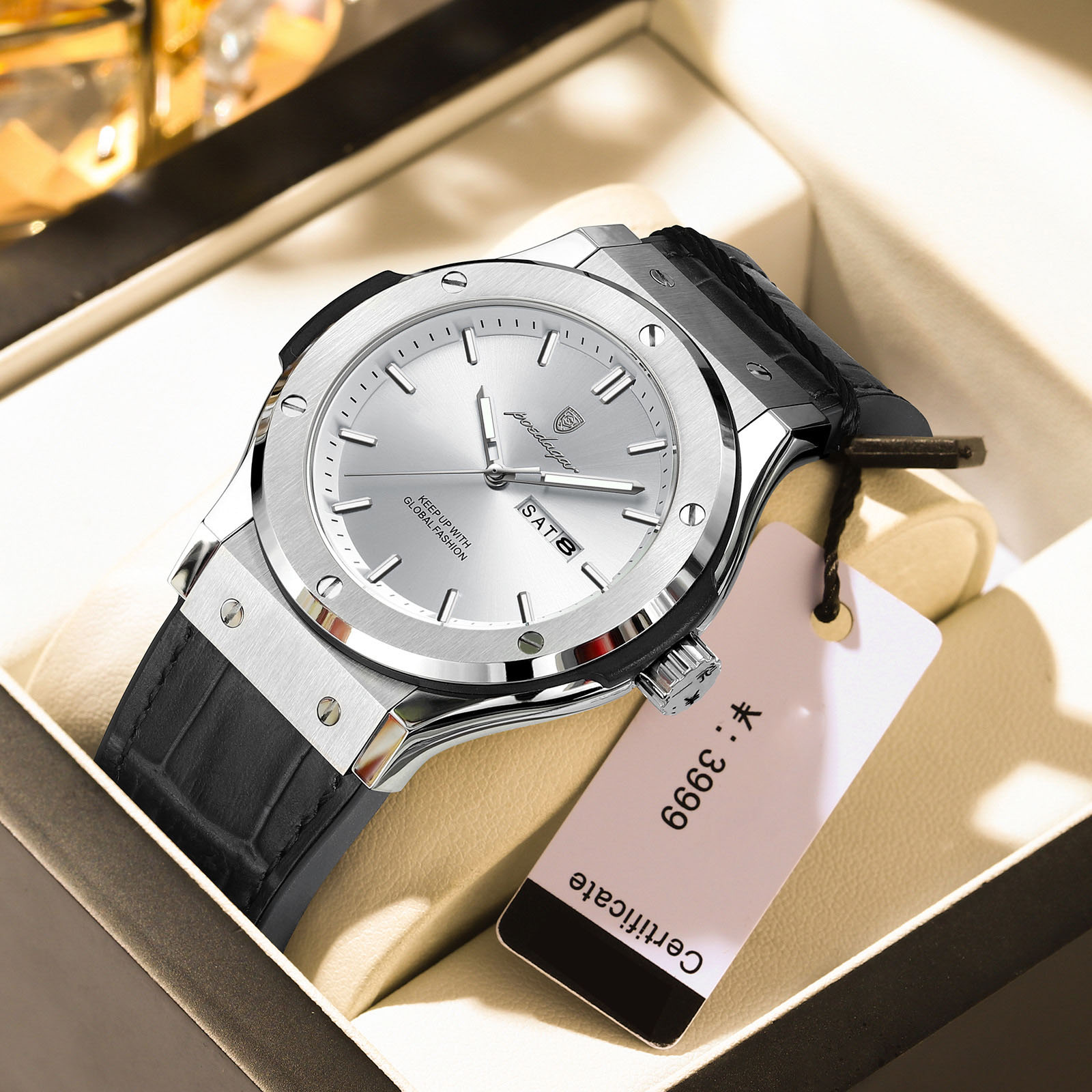 Stylish Mens Waterproof Luminous Luxury Quartz Watch Sleek Design Durable Construction Perfect for Everyday Wear and Special Occasions