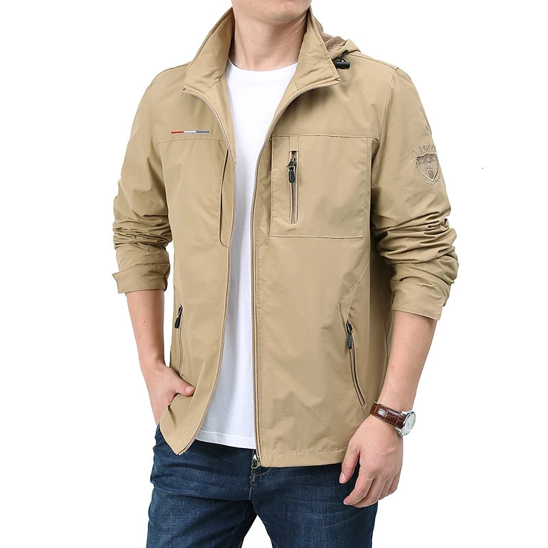 autumn mens windproof jacket waterproof military hooded casual 250312
