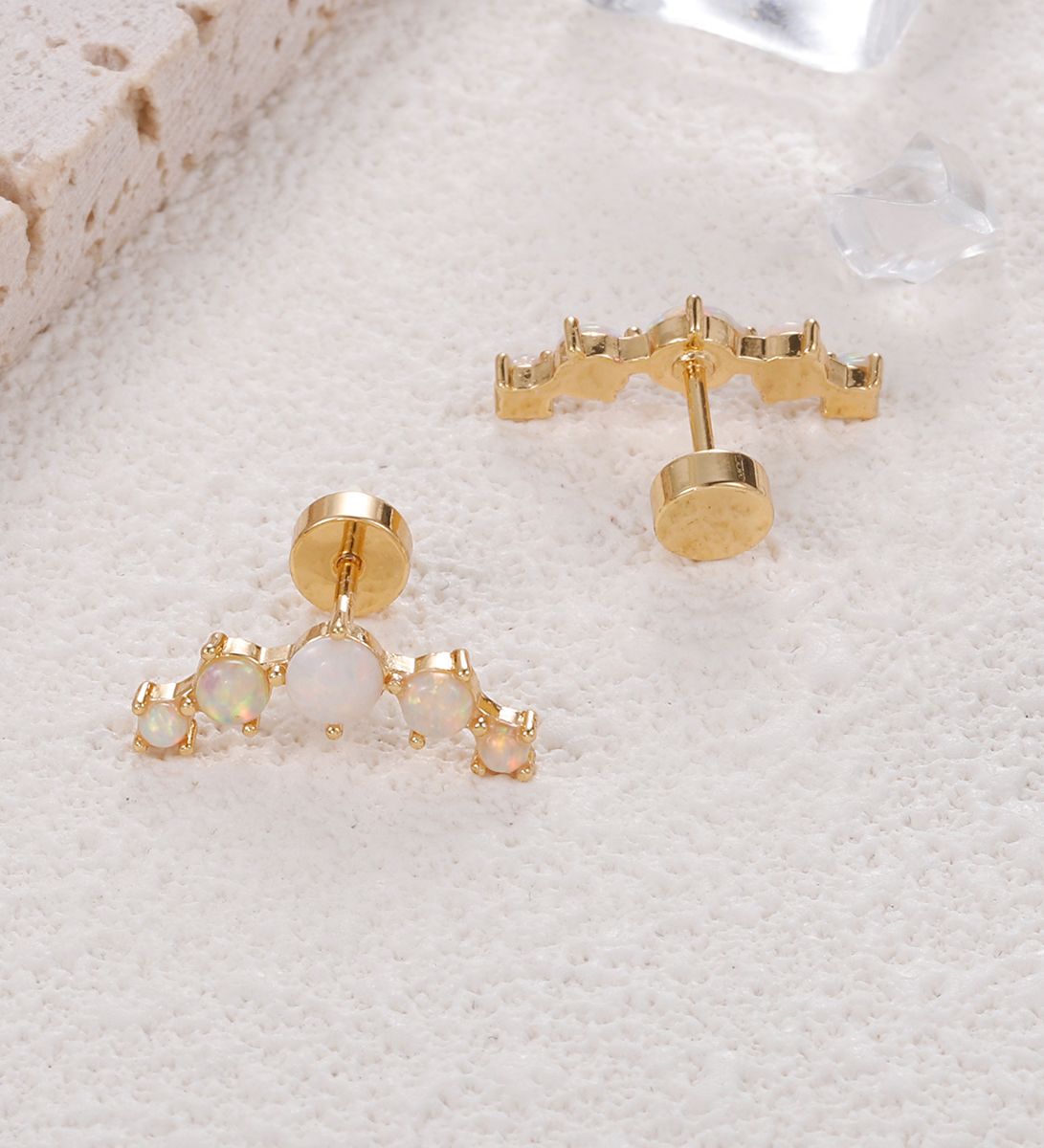 G23 Titanium Cartilage Earrings for Women 16G Pure Titanium Flat Back Stud for Sensitive Ear 14K Gold Cartilage CZ Stud Earrings Internally Threaded C