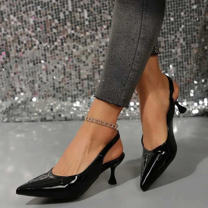2025 New Pumps Footwear Hot Elegant Wen Heeled Fashion Buckle Strap Fem Pointed Toe Slingbacks Ladies High H New Shoes Z250311