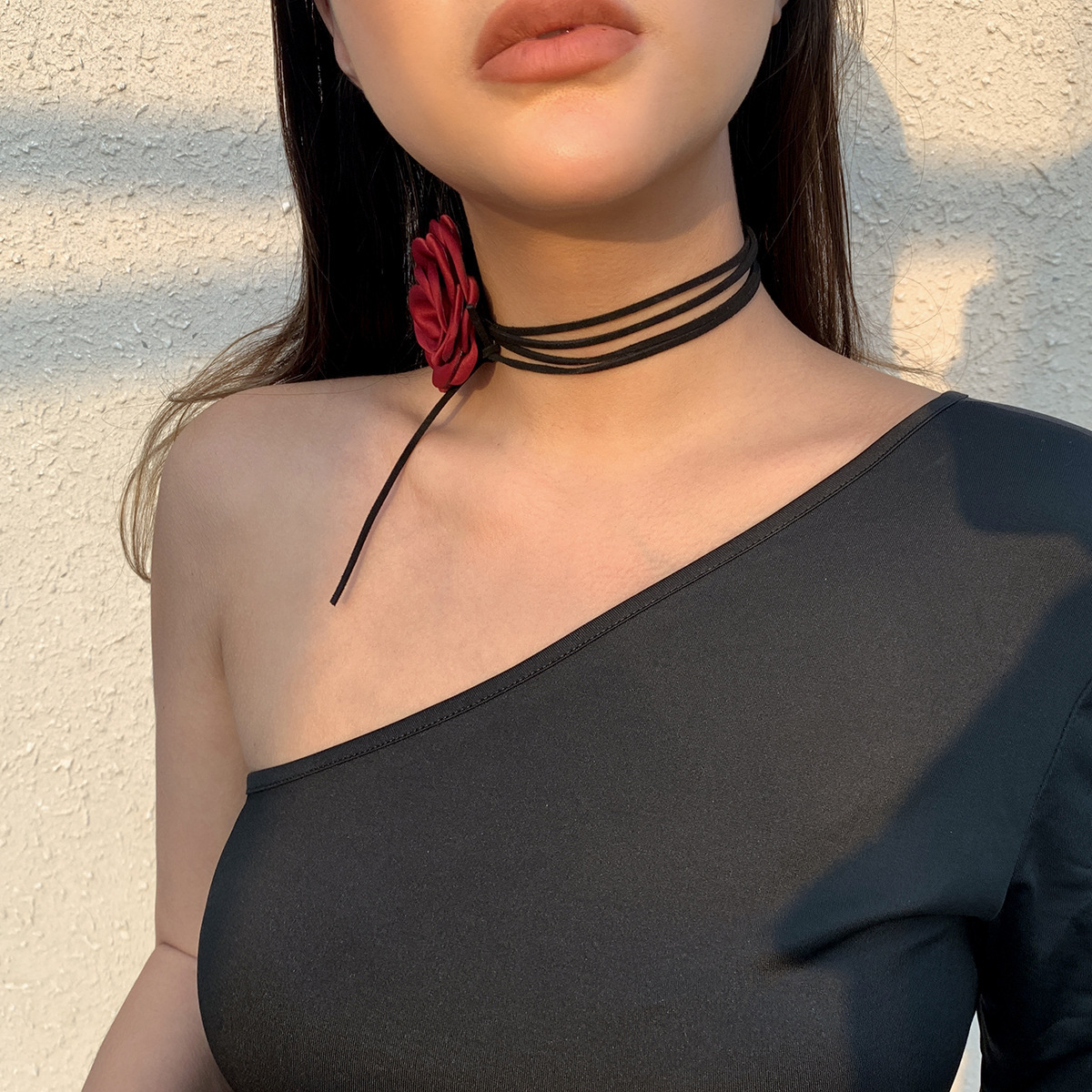 Fashion Sweet Internet Celebrity Wearing Collarbone Chain Multiple Wear Method Free Knot Camellia Necklace Women's Jewelry