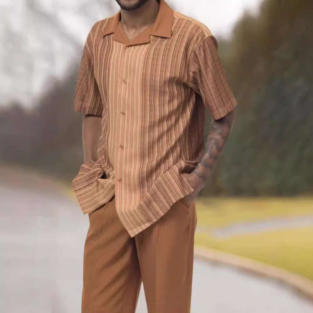 Spring summer casual beach style trendy brand European American 3D printed loose short sleeved shirt long pants set, men's new style, chic and el