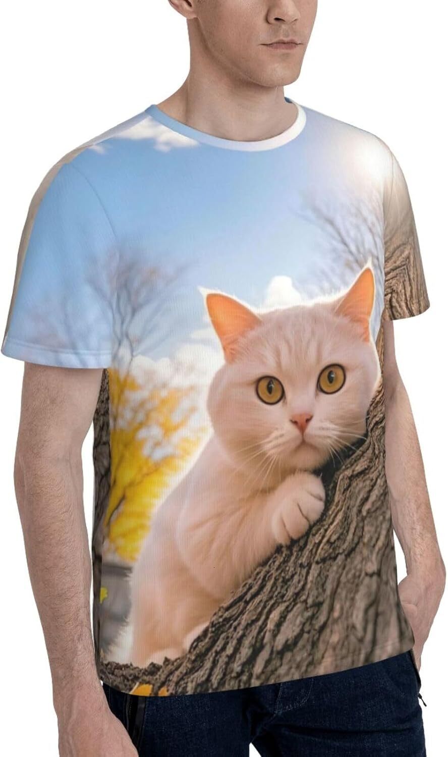 Mens T shirt Big White Cat Pattern Men's Women's T-Shirt Cute Cat 3D Printed Novelty Short Sleeve Unisex Fashion Tee tee Casual tops summer 