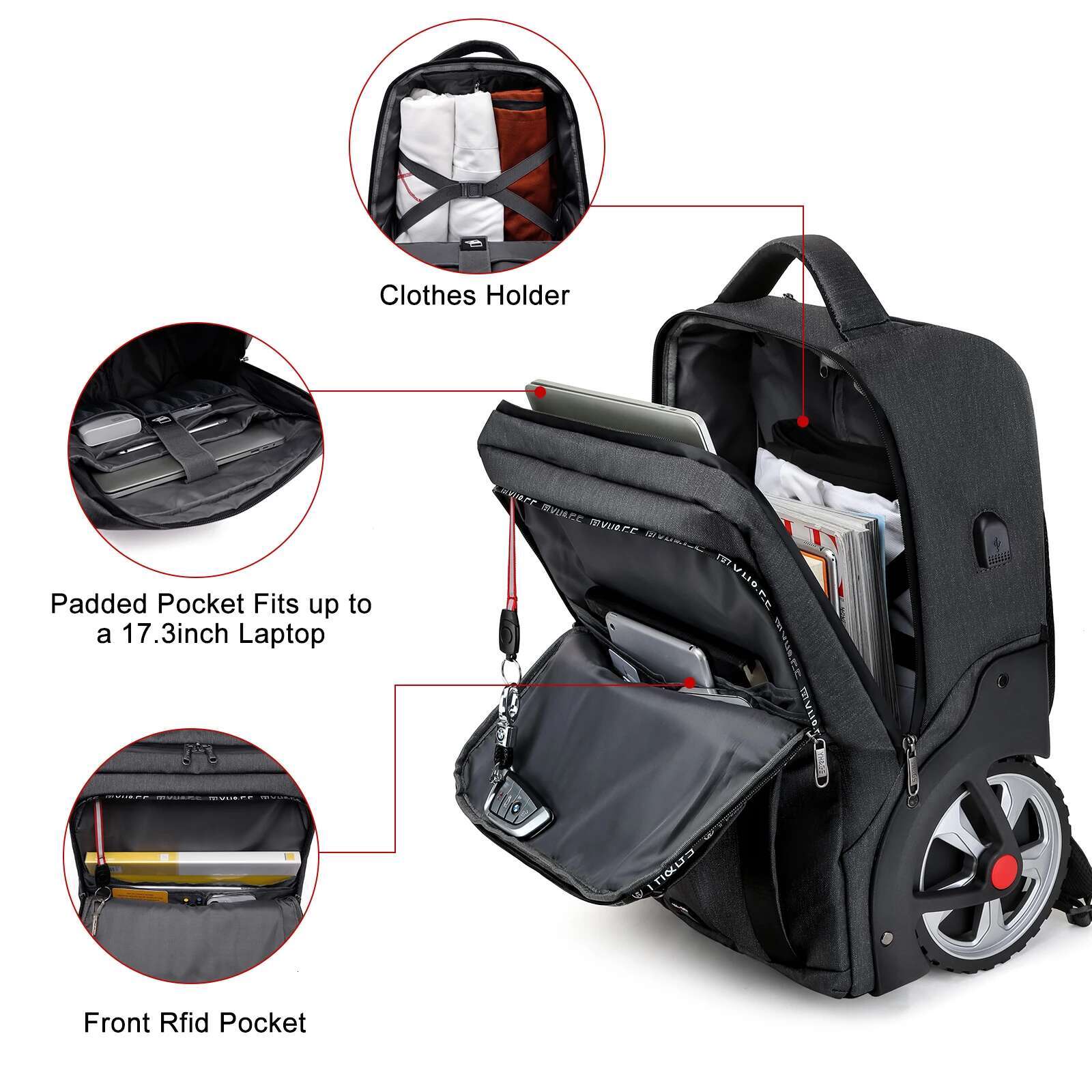 On Wheels Trolley Backpack Business Large Travel Suitcase Bag Waterproof Rolg Lage For Women Men Teens
