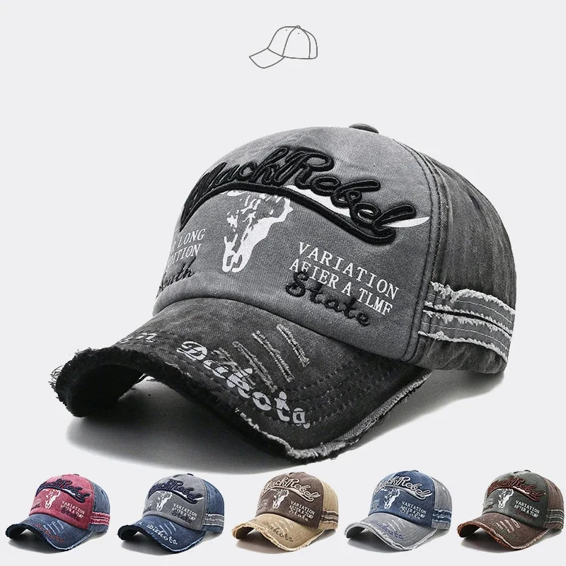 Practical Men Baseball Cap Women Retro Canvas Denim Letters Patchwork Vintage Unisex Hat Autumn Hip Hop Hats Summer 250311