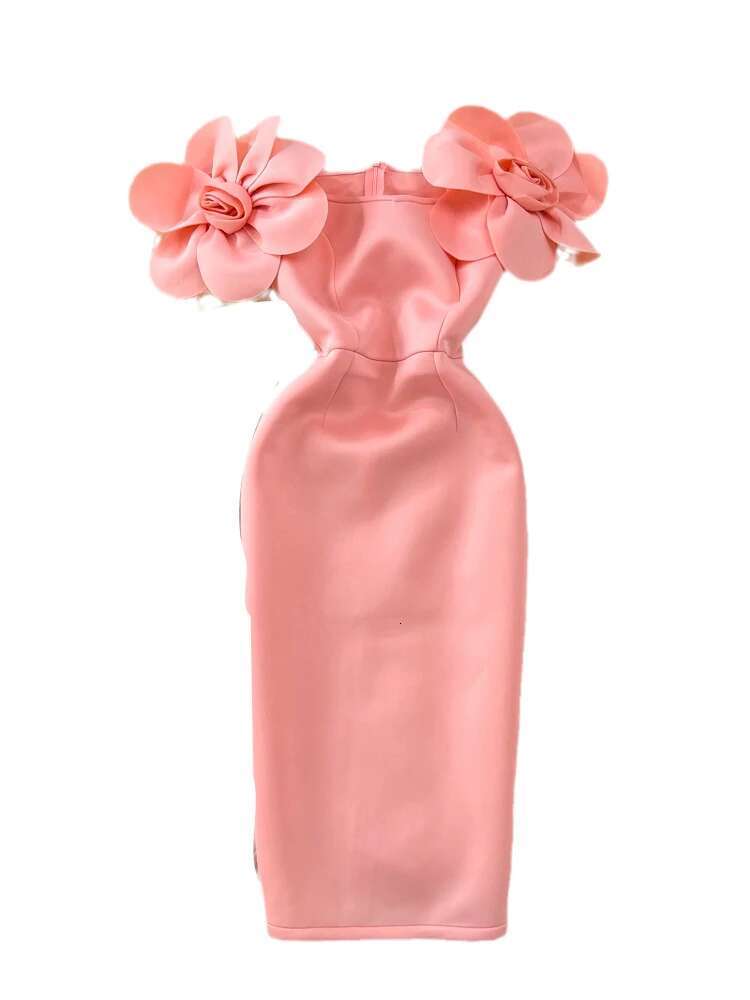 XFPV Women Three Dimensional Wer Temperament High Waist Solid Color Strapless Sleeveless Dresses Spring Summer 2025 Sm9654