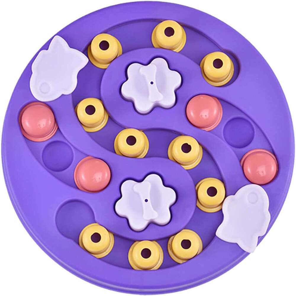 DHpet Pet Slow Feeder Bowls Portable Slip Leakproof Cats/Dogs Multifuctional with Puzzle Plates Dog