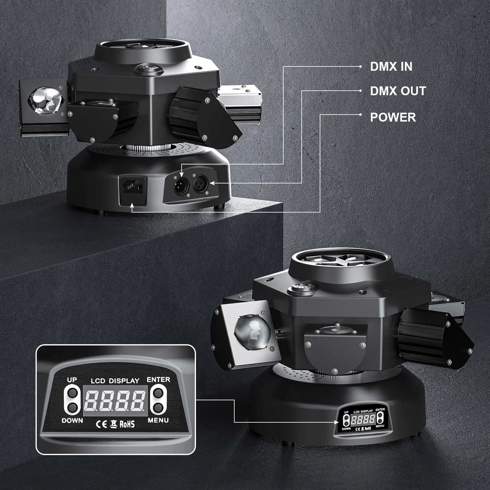 Yiframefly 150W Mobile Head DJ Light 6-Arm Party Light RGBW 4IN1 LED Stage Light DMX512 Used for Wedding Parties Disco KTV Wedding X250312