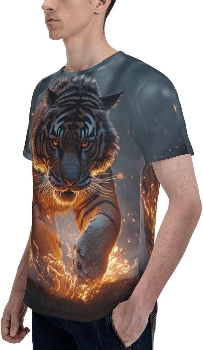 Mens T shirt Unisex Novelty Tiger Running 3D Pattern Printed T-Shirts Lightning Tiger Men Women Summer Casual Round Neck Tee Top tee Casual tops summe