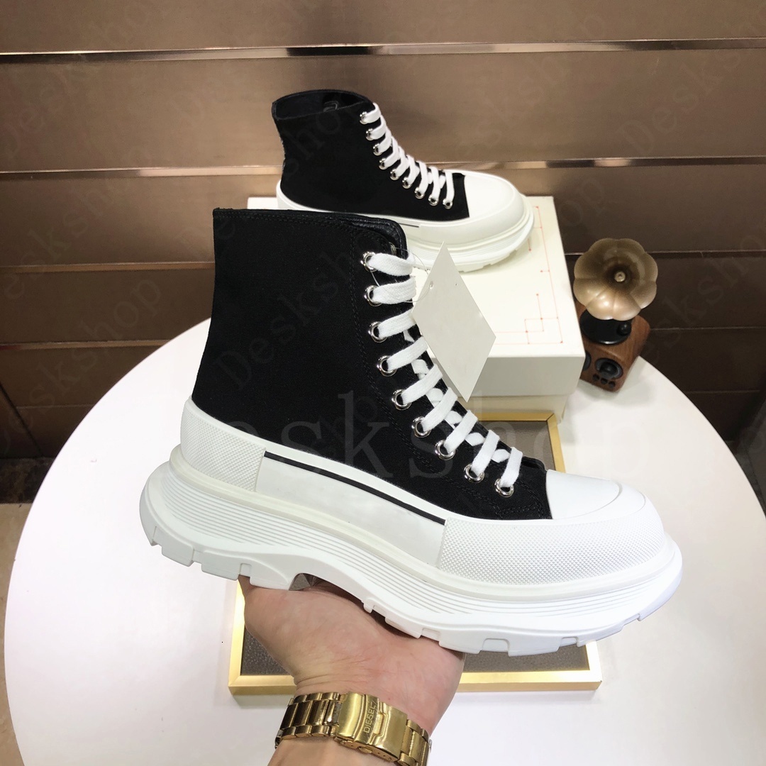 Luxury Slick Boots Platform Mid Tread Canvas Ankle Boot Casual White Black Sneakers Triple Mens Womens Shoes Outdoor Trainers