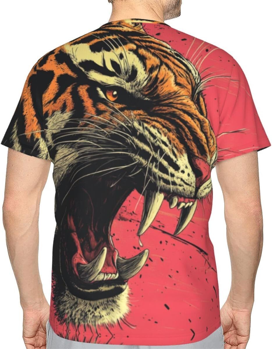 Mens T shirt Roaring Tiger 3D Pattern Printed Unisex T-Shirts Novelty Painted Tiger Graphic Men Women Short Sleeves Top tee Casual tops summer clothes