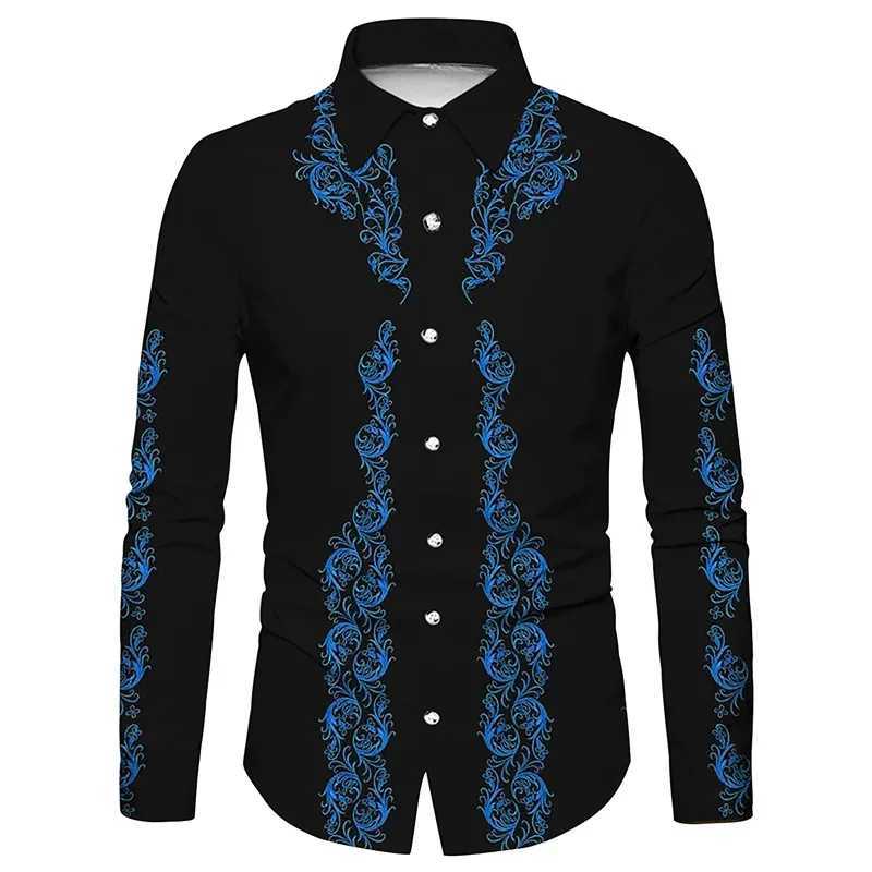 Western Tribal Mens Shirt Long Sleeve Suit Lapel Party Casual Top Fashion New High Quality Comfortable Material 2023 Plus Size W250312
