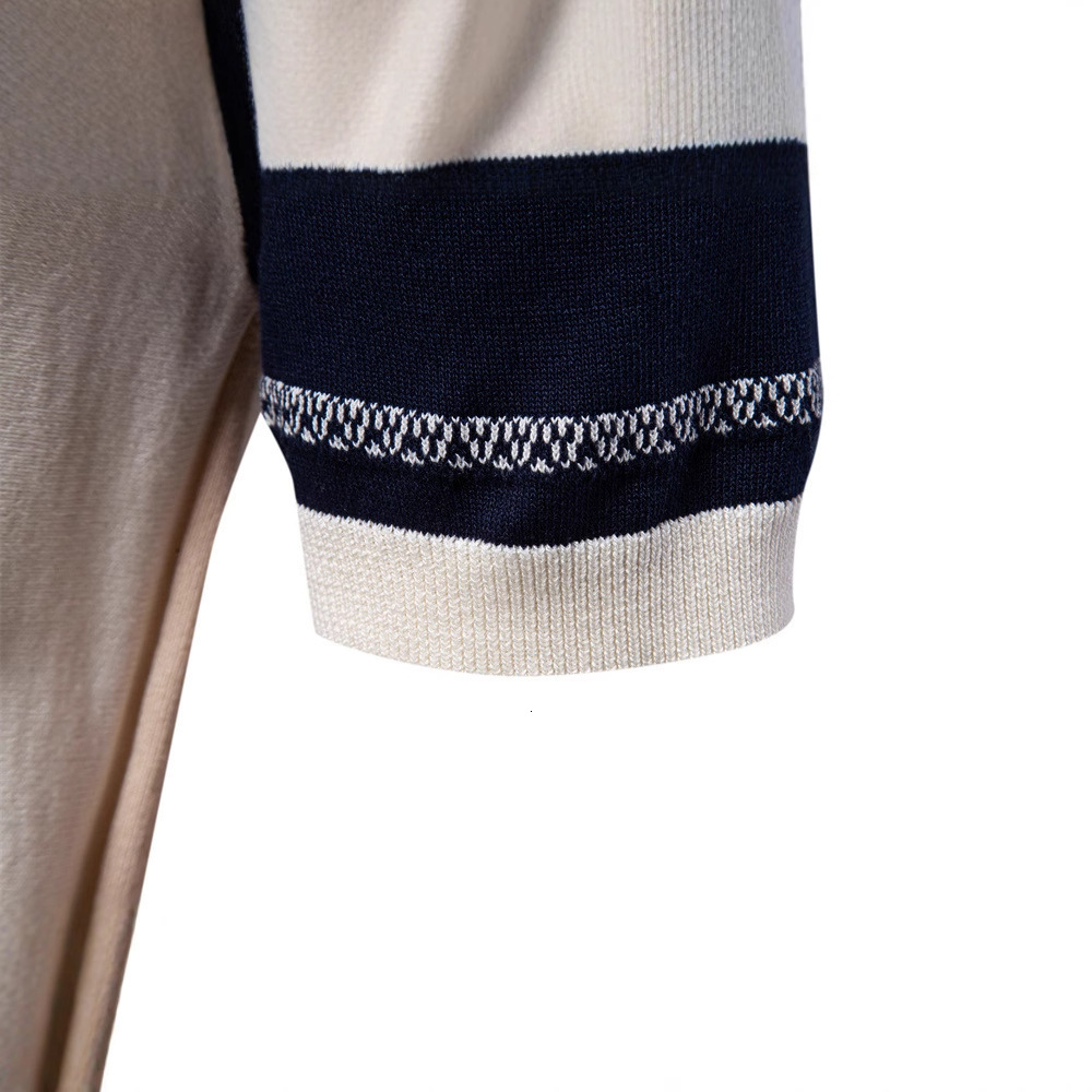 2025 Summer New Product Men's Striped Jacquard Short Sleeve Knitted Polo t shirt Men tracksuit