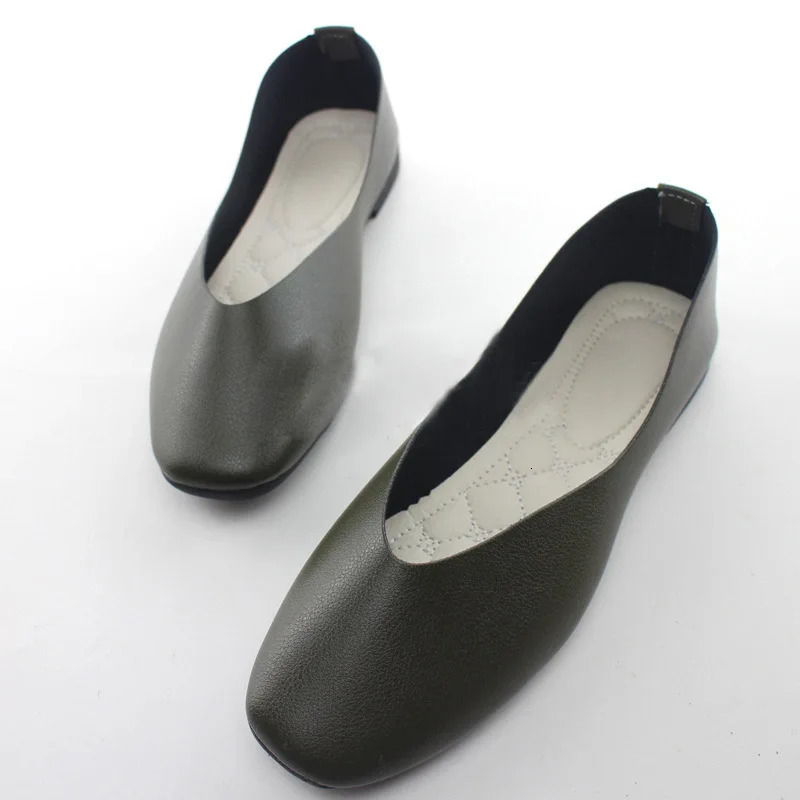 Spring Summer Shoes Woman Soft PU Leather Shallow Mouth Slip On Women Shoes Plus Size Solid Women Flats WSH2442 250305
