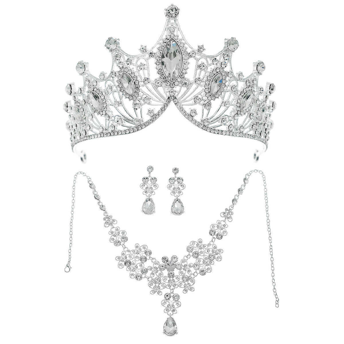 Jewelry Set Necklace Earrings Crown Wedding 3-Piece Set Wedding Dress Banquet Bridal Accessories W250312