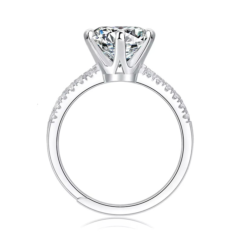 De Classic Sparkling 925 Silver 1ct Moissanite Ring 2ct D Color VVS Moissanite Ring for Female Resizable 3ct Moissanite Rings