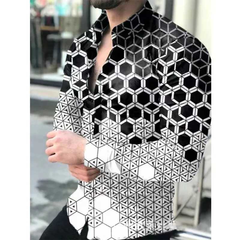 Summer mens long sleeved fashionable 3D printed lapel casual luxury shirt Hawaii casual mens shirt 2024xs-5xl W250312