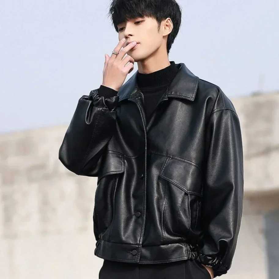 Mens Bomber Jackets Leather Spring Autumn Baseball Male Coats Korean Reviews Many High Quality Cheap Sale Original Brands Y2kT250311