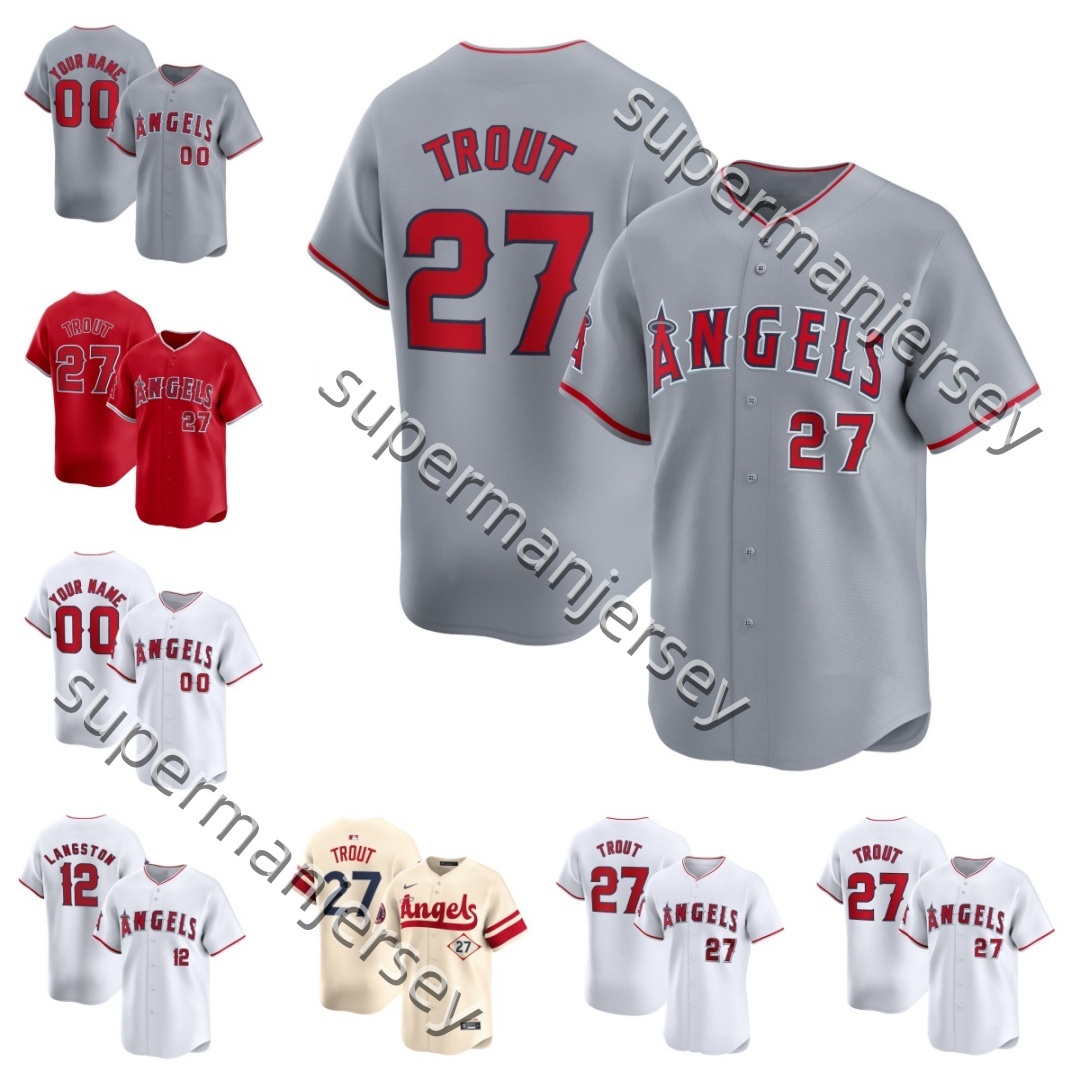 2025 Custom jersey Men Angeles Angels baseball Mike Trout Logan O'Hoppe Taylor Ward Luis Rengifo Zach Neto Nolan Schanuel Ben Joyce Anthony Rendon Yusei Kikuchi