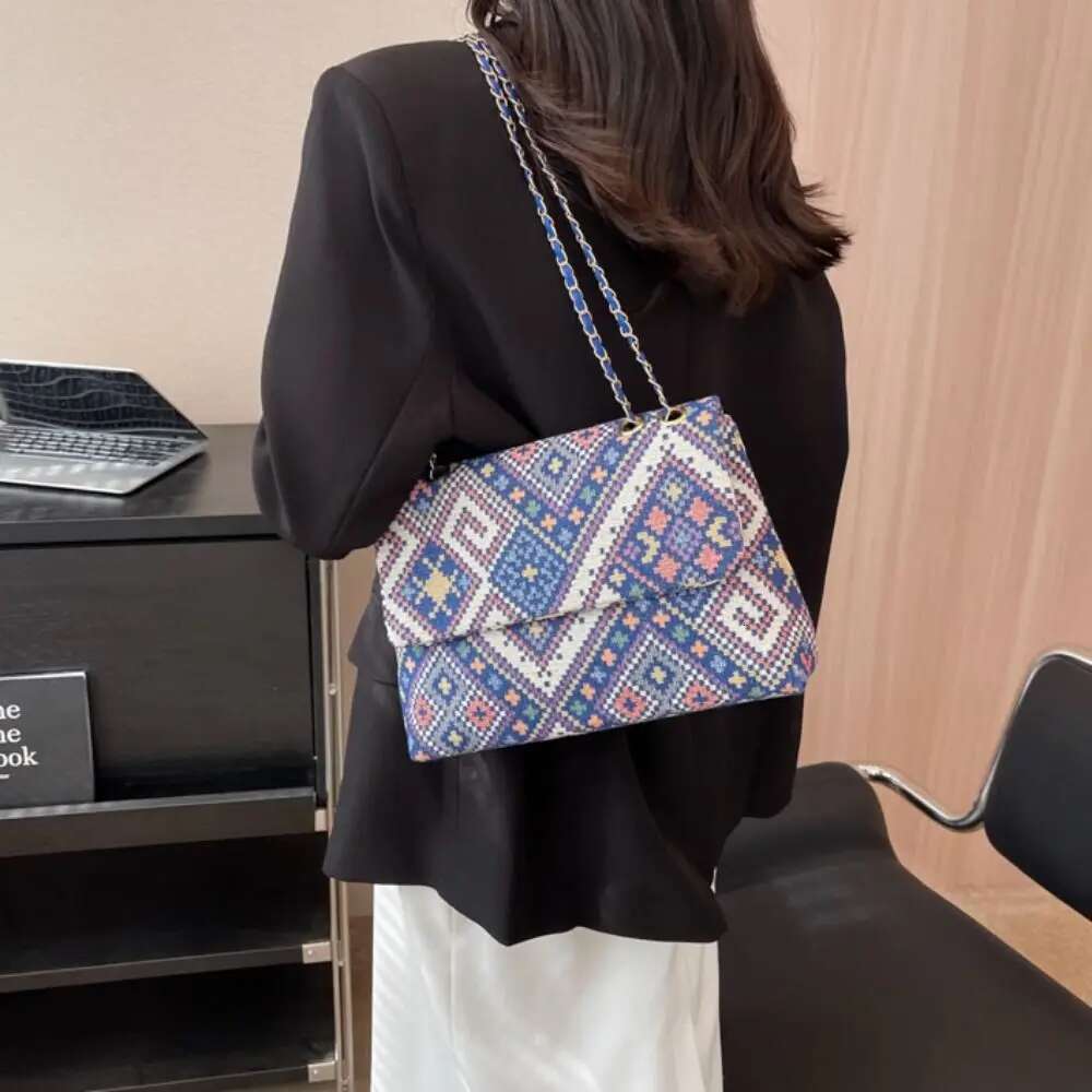 Canvas Bohemian Large Capacity Chain Shoulder Strap Crossbody Bag Women Handbag Travel