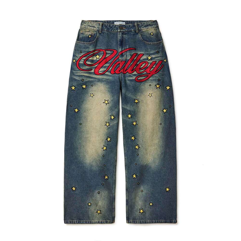 American Embroidery Vintage Loose Y2k New Unisex Jeans 2025