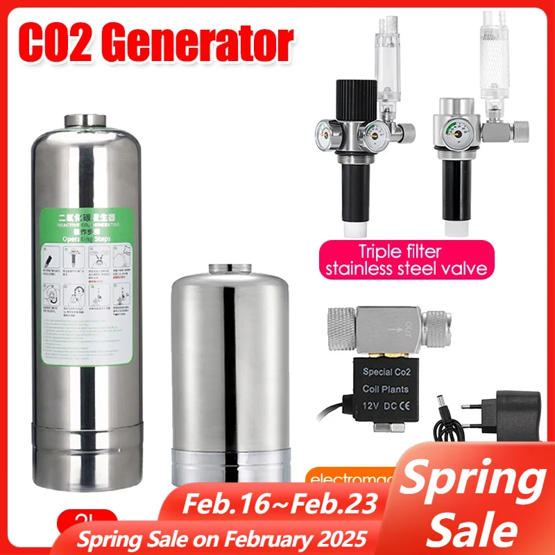 Triple Filter Element Stainless Steel Valve Pressure Regulating Valve for DIY Aquarium 1L/2L CO2 Steel Cylinder Generator Kit