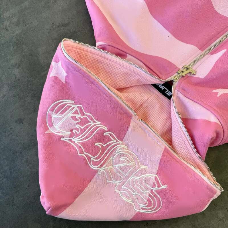 Y2K American Zipper Hoodie Stripe Star Banner Pattern Sweatshirt Men Women New Trendy Casual Streetwear Unisex Oversize Clothing