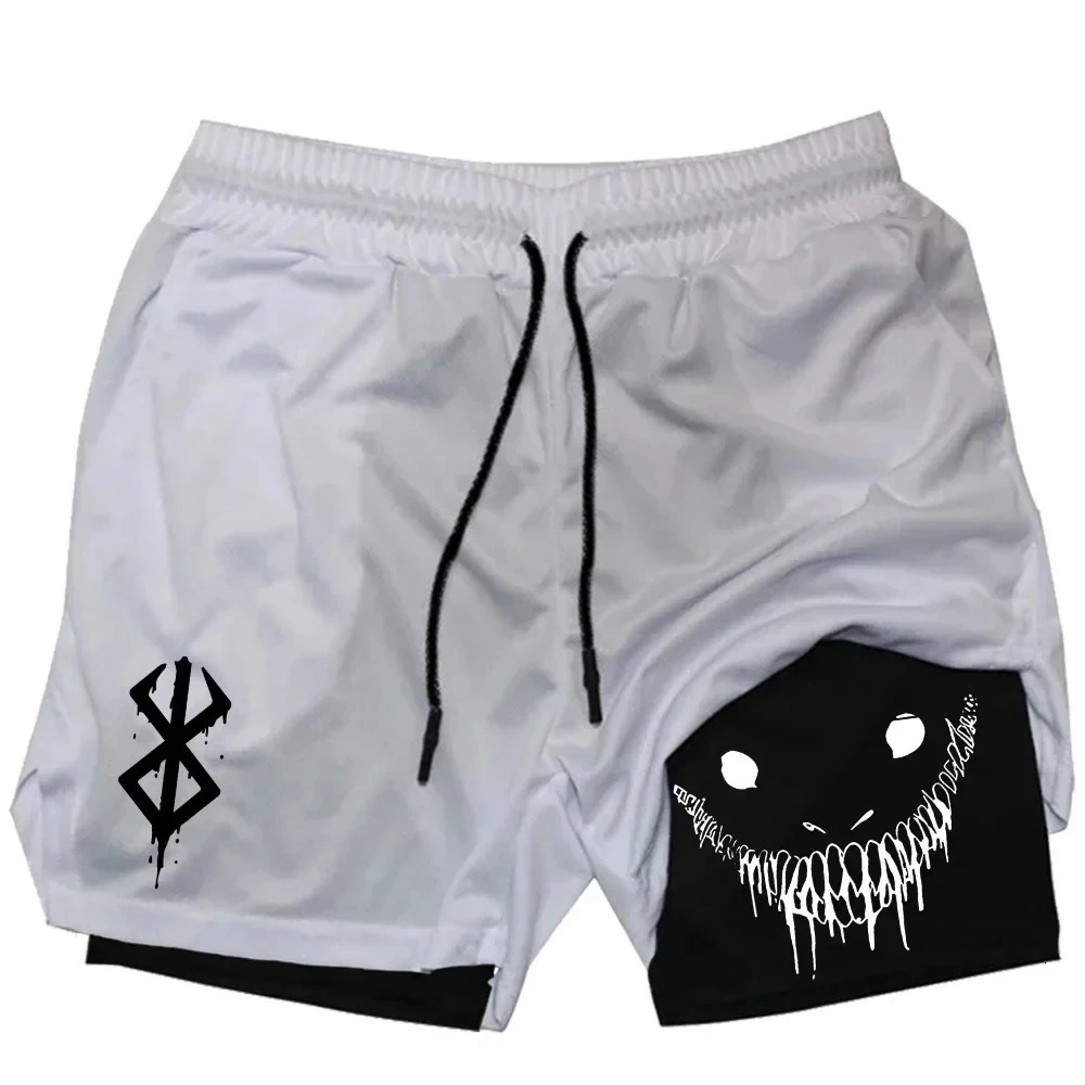 Summer mens two in one sports shorts quick drying running gym training breathable doublelayer casual M3XL 250312